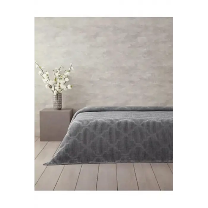 Fiona Pamuklu Waffle Çift Kişilik Pike Koyu Gri