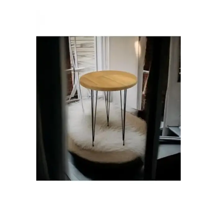 Firkete ayaklı masif panel ahşap yan sehpa
