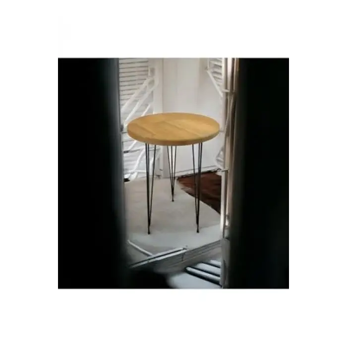Firkete ayaklı masif panel ahşap yan sehpa