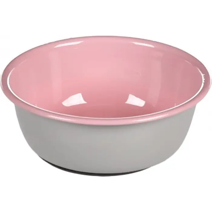 Fl Nell Boyalı Çelik Mama Kabı; Antıslıp, Gri-Pembe, 250 Ml