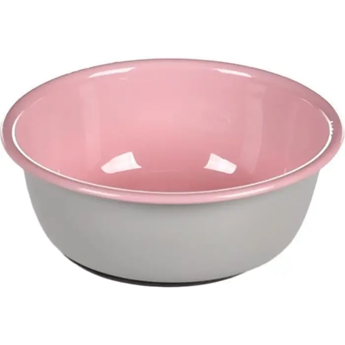 Fl Nell Boyalı Çelik Mama Kabı; Antıslıp, Gri-Pembe, 250 Ml