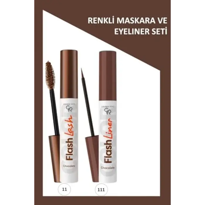 Flash Lash Çikolata Kahve Maskara ve Flash Liner Makyaj Seti