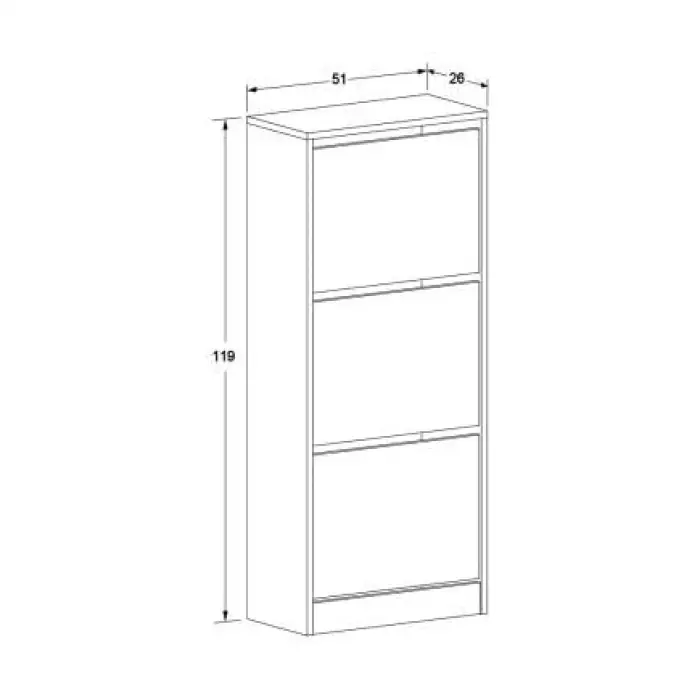 Flat Duo Üç Katlı Ayakkabılık Florida Meşe 51x119x26 cm