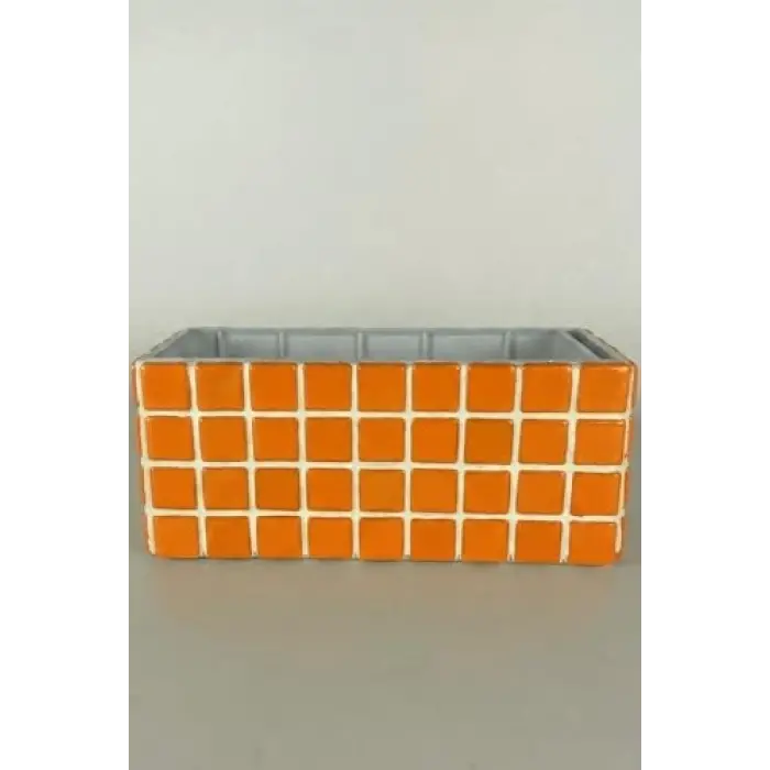 FlatForm Pera Mozaik Tasarım Turuncu Saksı