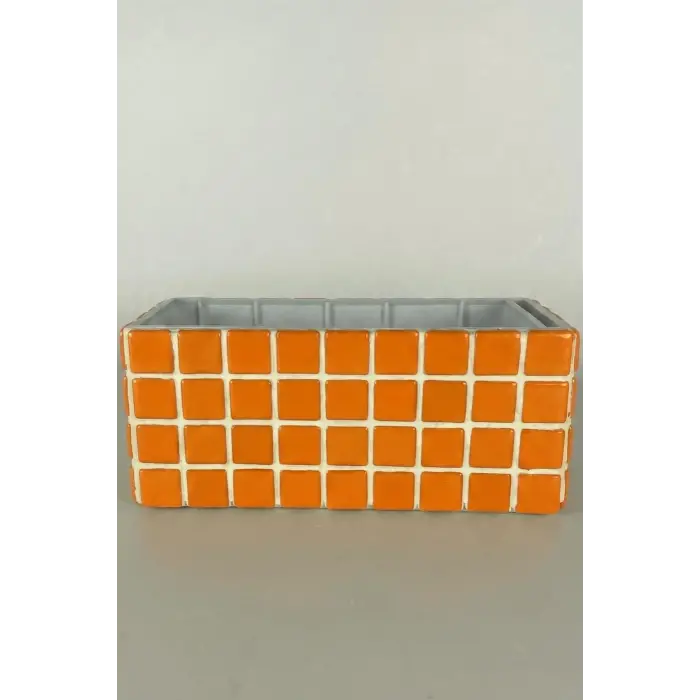 FlatForm Pera Mozaik Tasarım Turuncu Saksı