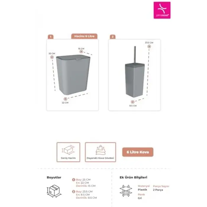 FLİP 2Lİ BANYO SETİ - GRİ