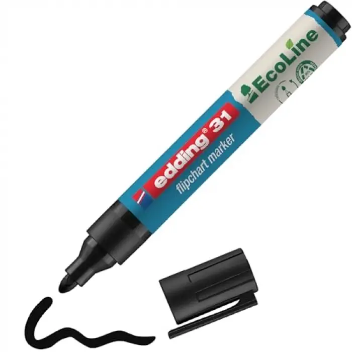 Flipchartmarker 31 EcoLine, yeniden doldurulabilir, 1,5 – 3 mm, siyah