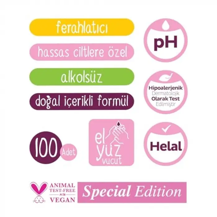 Floral Kişisel Bakım Havlusu 100 Yaprak