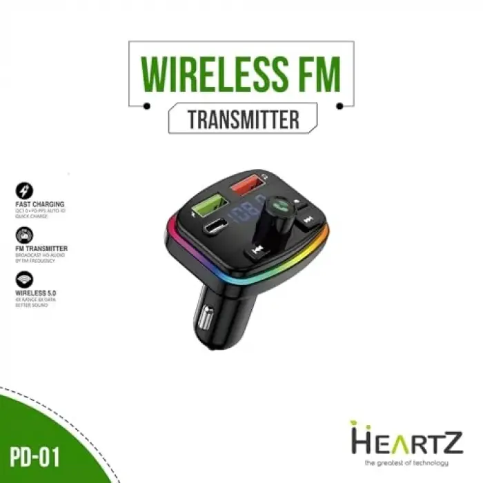 FM Transmitter Modülatör Araç Fast Quick Charge Hızlı Şarj Flash Bellek Micro SD MP3 Player 12-24 V PD 20W (PD 01)