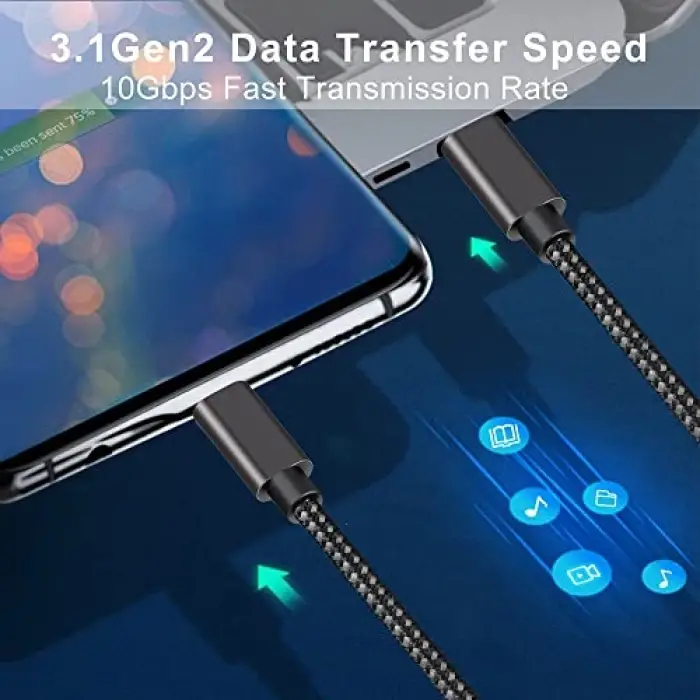 Force 100W Type-C to Type-C USB 3.1 Gen2 10 Gbps 4k@60hz Hızlı Şarj Data ve Görüntü Aktarım Kablosu Örgülü GN (1 Metre)