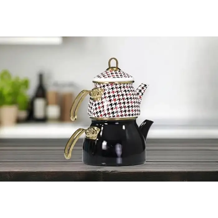 Forte Black Gold Model Emaye Çaydanlık