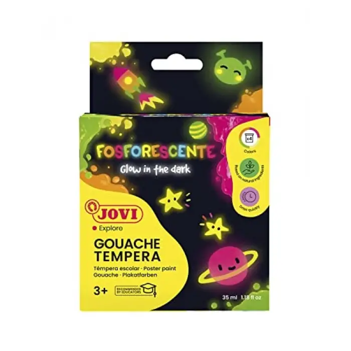 fosforlu Box 4 kutu, tempera, 55 ml, çeşitli (504)