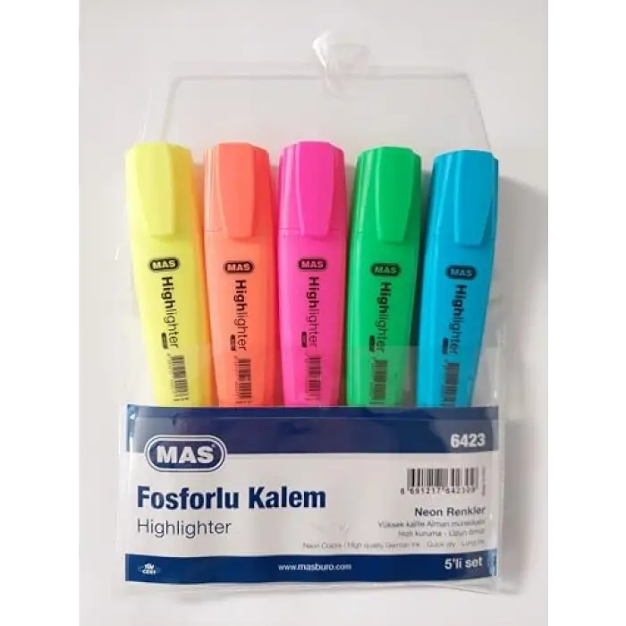 Fosforlu Kalem 5li Plastik Ambalaj
