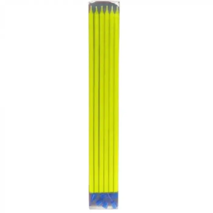 Fosforlu Sarı Çubuk Mum 20 cm 6 Adet