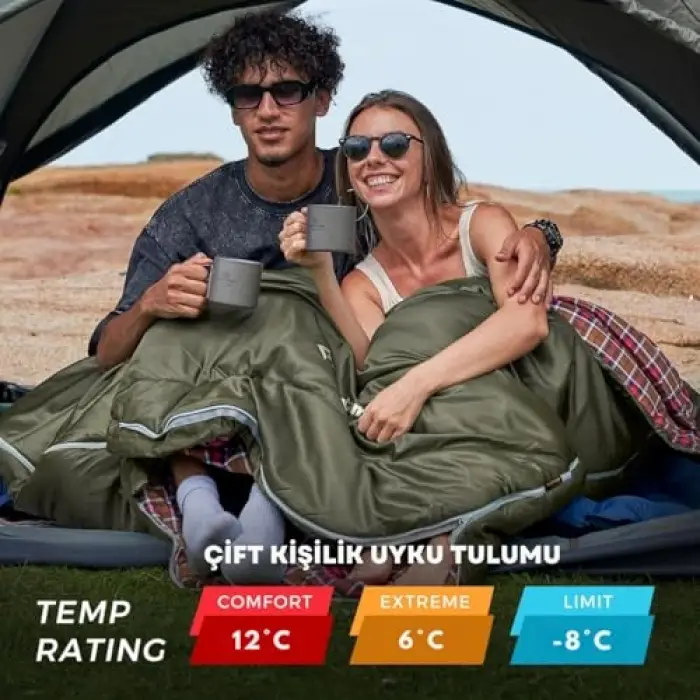 FreeSpace 250-D Çift Kişilik, Yastıklı Uyku Tulumu, Olive
