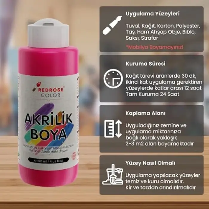 Fuşya Akrilik Boya 120 ml
