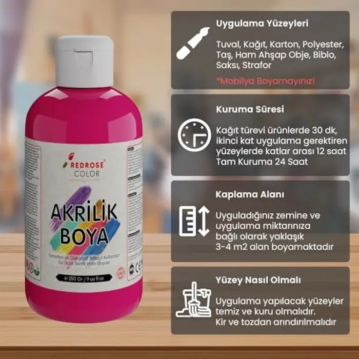 Fuşya Akrilik Boya 250 gr