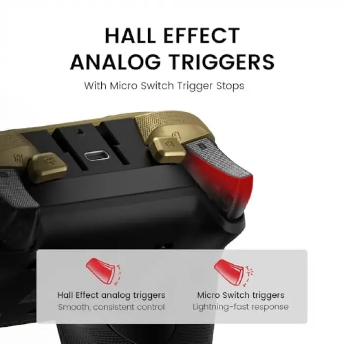 G7 Pro Wired Controller for Xbox Series X|S; Xbox One, Wireless Gamepad for PC&Android with Tmr Sticks, Hall Effect Analog Triggers, 1000Hz Polling Rate, 3.5 mm Audio Jack, Golden