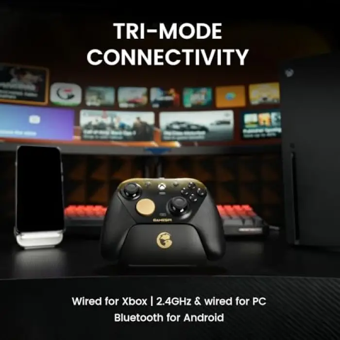 G7 Pro Wired Controller for Xbox Series X|S; Xbox One, Wireless Gamepad for PC&Android with Tmr Sticks, Hall Effect Analog Triggers, 1000Hz Polling Rate, 3.5 mm Audio Jack, Golden