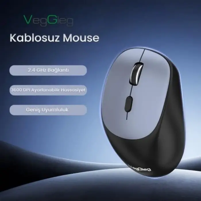 G800 Gri Kablosuz Optik Mouse, 2.4GHz, 3600 Dpı