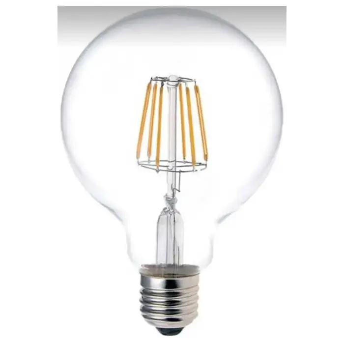 G95 Rustik LED Ampül, Şeffaf Camlı, Sarı Işık, E27 Duy