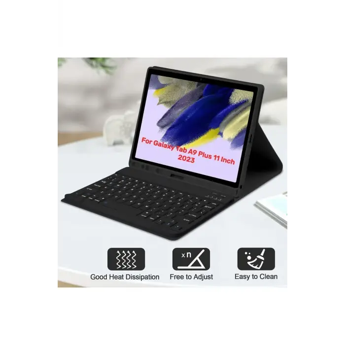 Galaxy Tab A9+ Plus 11 İnç Sm-X210 ile Uyumlu Bluetooth Klavyeli Kılıfı + Mouse