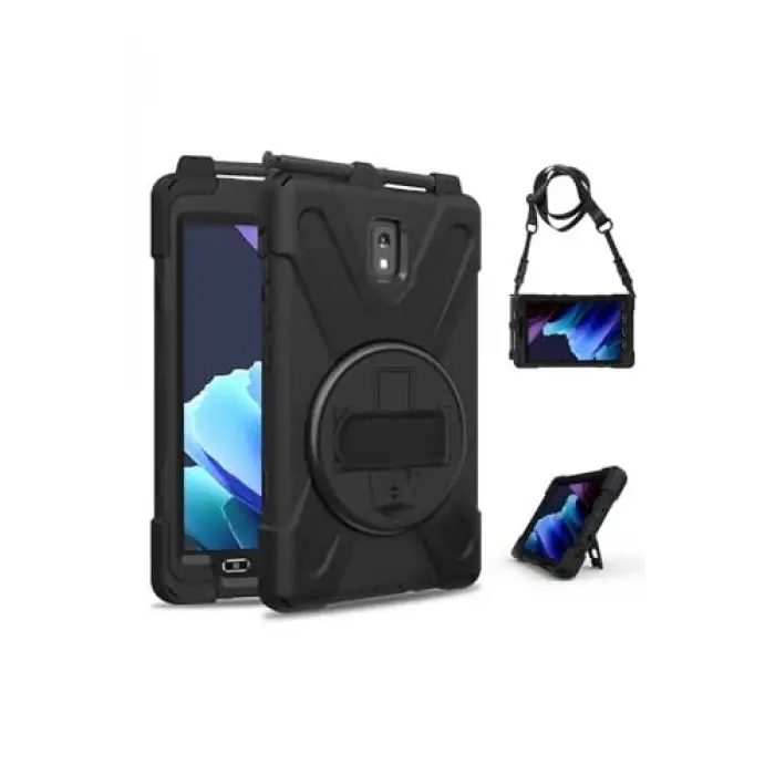 Galaxy Tab Active 3 T577 uyumlu siyah Defender silikon tablet kılıfı