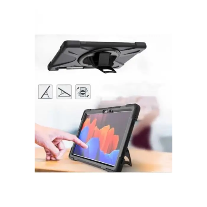 Galaxy Tab S7 Plus T970 Kılıf ile Uyumlu Defender Tablet Silikon-Siyah