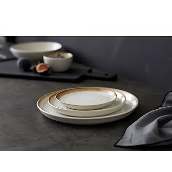 Gastro tabak, tatlı tabağı/pasta tabağı, seramikten, çap 17 cm, krem/krem