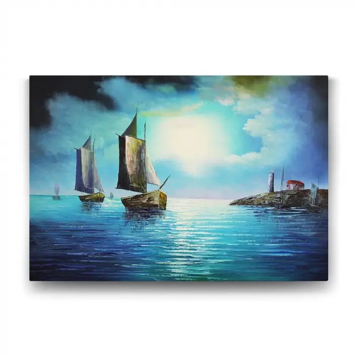Gece Deniz Manzarası Tablosu - 140x100cm