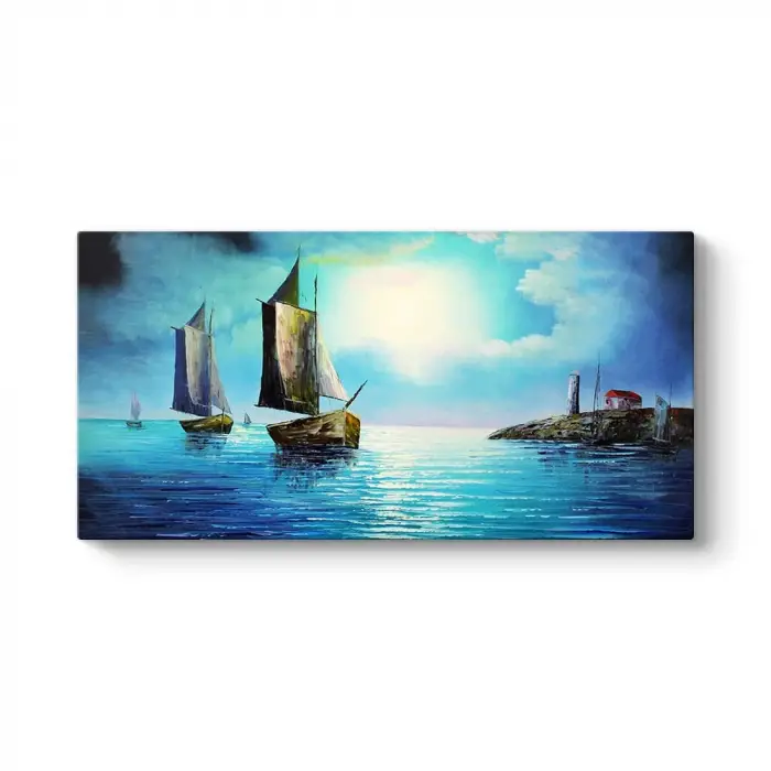 Gece Deniz Manzarası Tablosu 60 x 30