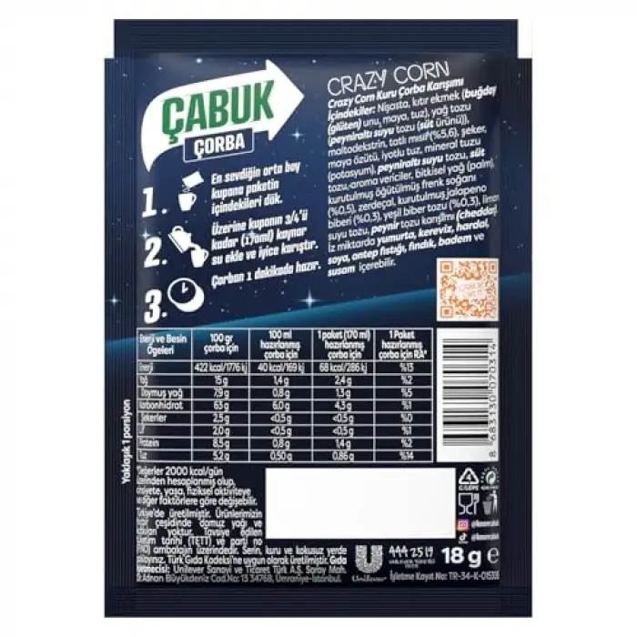 Gececiler Crazy Corn çabuk çorba, 18g