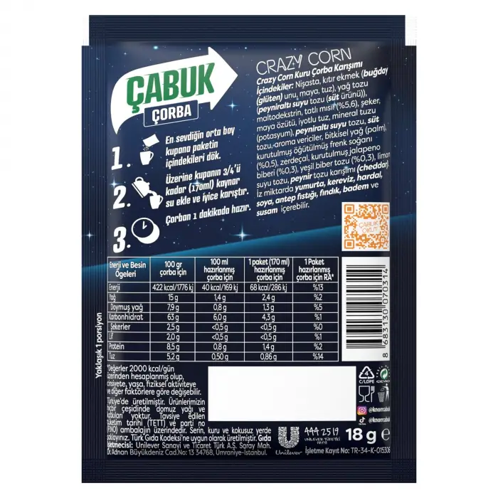 Gececiler Crazy Corn çabuk çorba, 18g