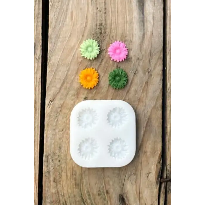 Gerbera Çiçeği Dörtlü Mum Kalıbı (Silikon)