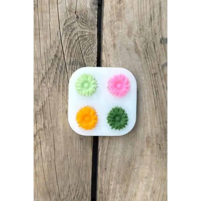 Gerbera Çiçeği Dörtlü Mum Kalıbı (Silikon)