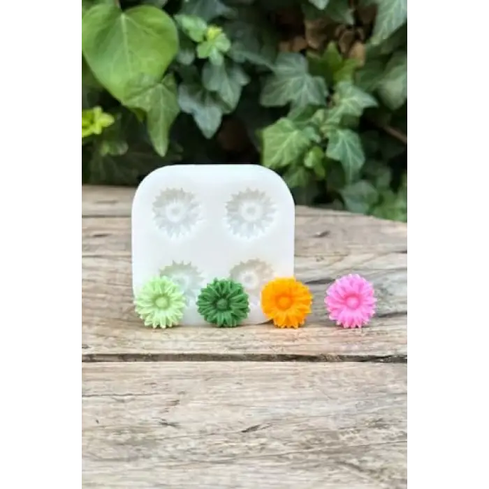 Gerbera Çiçeği Dörtlü Mum Kalıbı (Silikon)