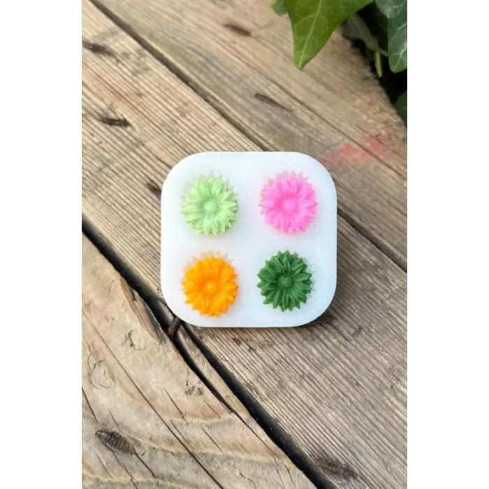 Gerbera Çiçeği Dörtlü Mum Kalıbı (Silikon)