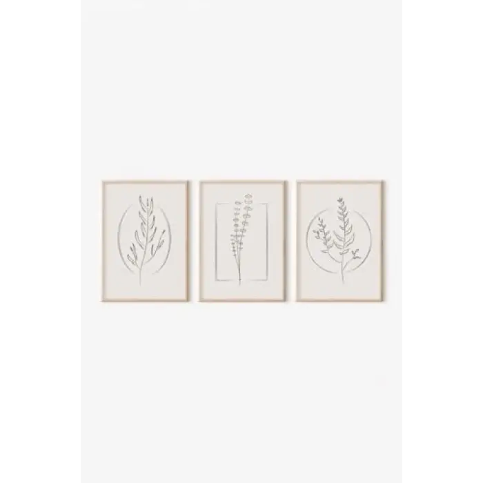 Gerçek Ahşap Çerçeveli 3 Parça 3D Poster Tablo Seti - 3DARTSOHOSET61-3348