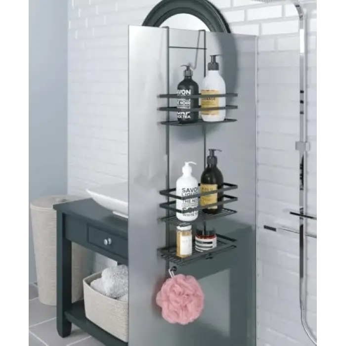 Geseus Üç Katlı Asmalı Banyo Duş Rafı Siıyah LM580