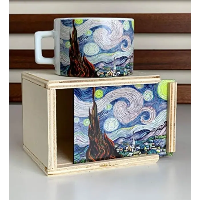 giftmoda Yıldızlı Gece Kutulu Kupa