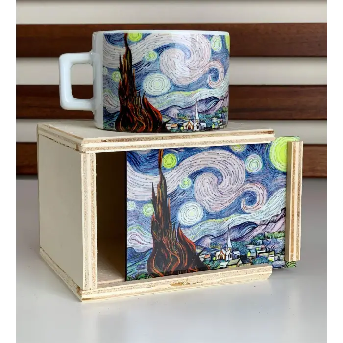 giftmoda Yıldızlı Gece Kutulu Kupa
