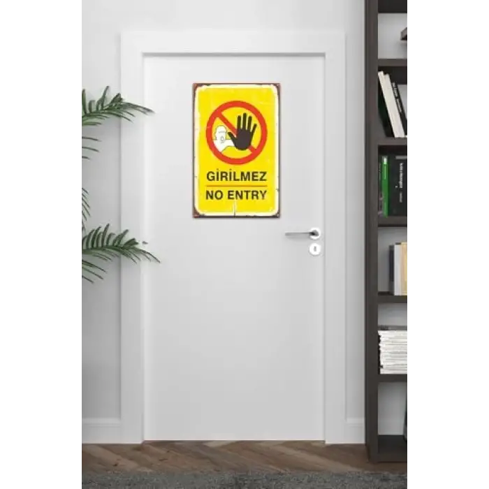 Girilmez No Entry Retro Vintage Ahşap Mdf Tablo