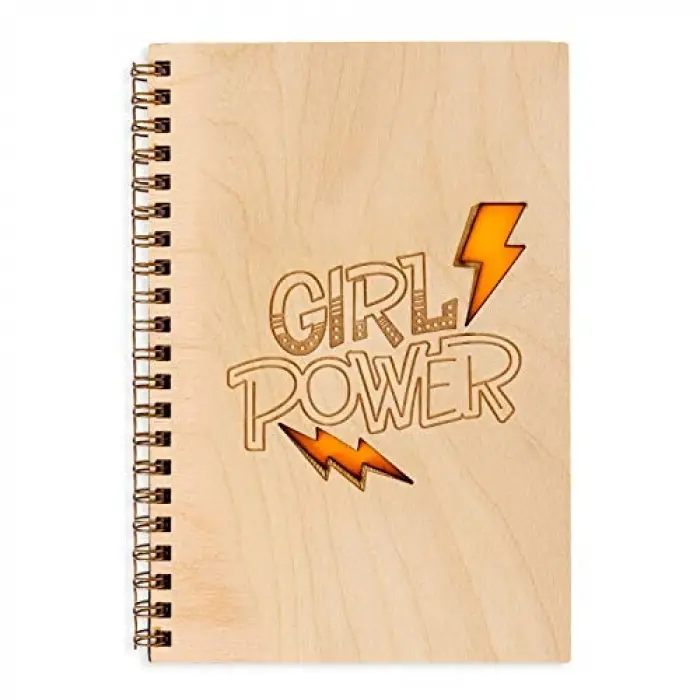 Girl Power Ahşap Kapaklı Defter
