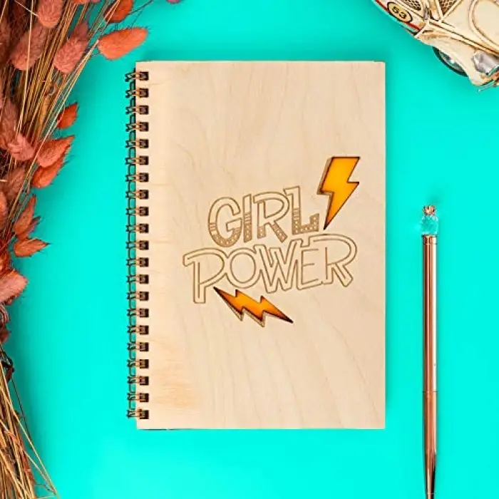 Girl Power Ahşap Kapaklı Defter