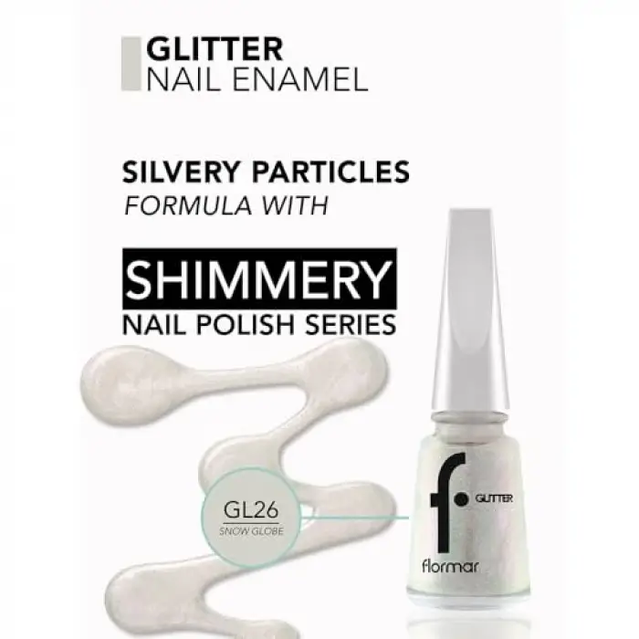 Glitter Yarı Transparan Parlak Bitişli Simli Oje 11 ml | 26 Snow Globe
