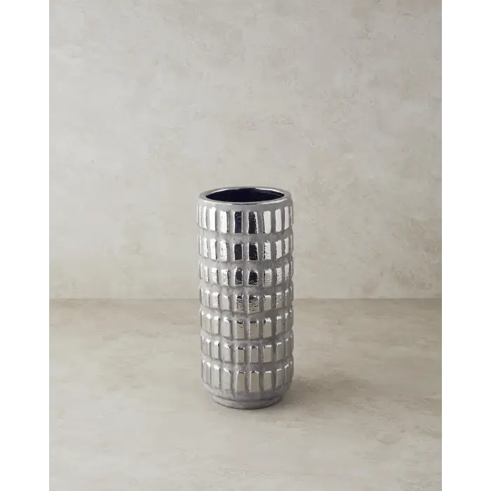 Glossy Stoneware Vazo Silver