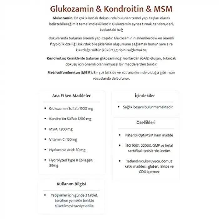 Glukozamin & Kondroitin & Msm Tip 2 90 Tablet
