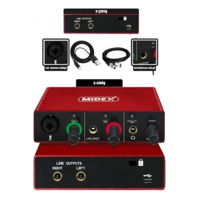 Glx-500 Pro 2 Giriş 2 Çıkış USB Stüdyo Ses Kartı (Xlr Kablo Hediye)