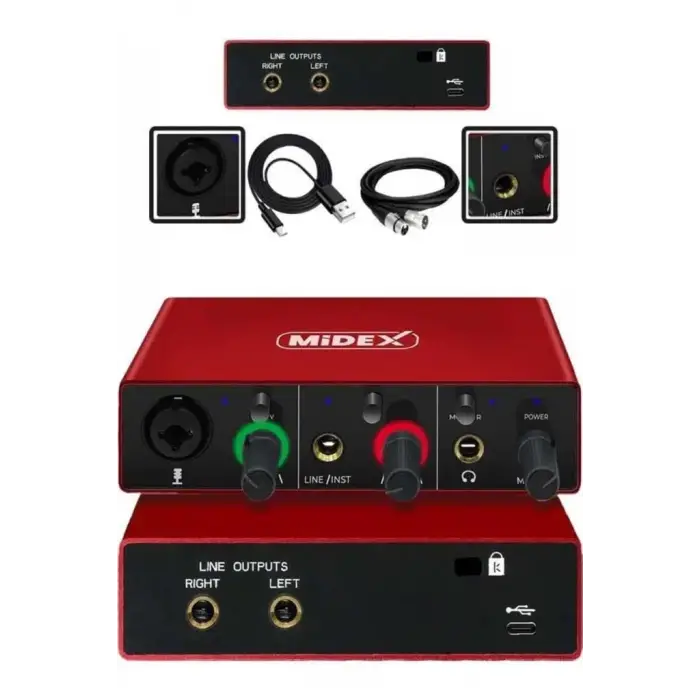 Glx-500 Pro 2 Giriş 2 Çıkış USB Stüdyo Ses Kartı (Xlr Kablo Hediye)