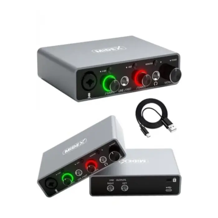 Glx-700 g Üst Segment Usb Stüdyo Ses Kartı 2 Giriş 2 Çıkış 24bit/192kHz